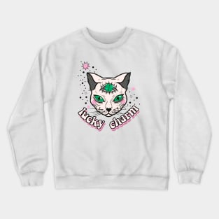 Lucky Charm White Cat Crewneck Sweatshirt